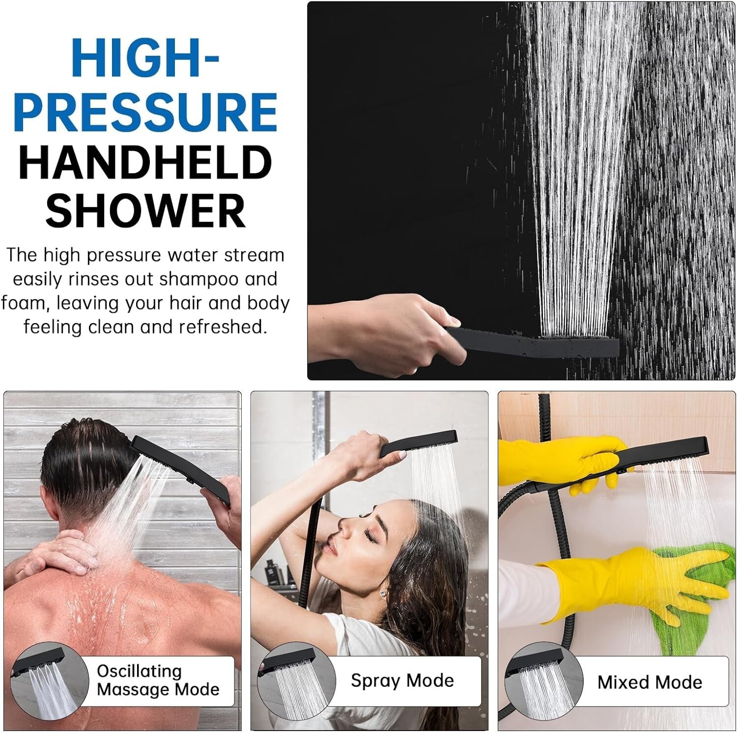 Modern 12-Inch Rain Shower Head Combo with Handheld Wand & Easy Install Features