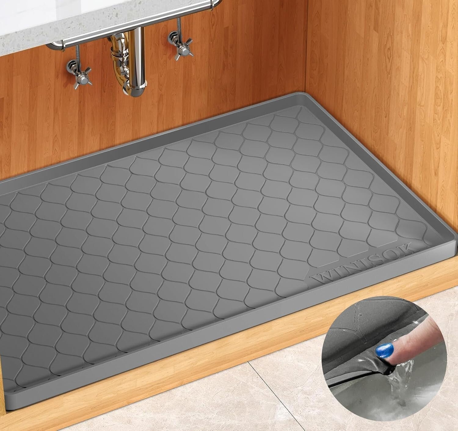 Waterproof Silicone Under Sink Mat 40"x22" - Ultimate Cabinet Protection