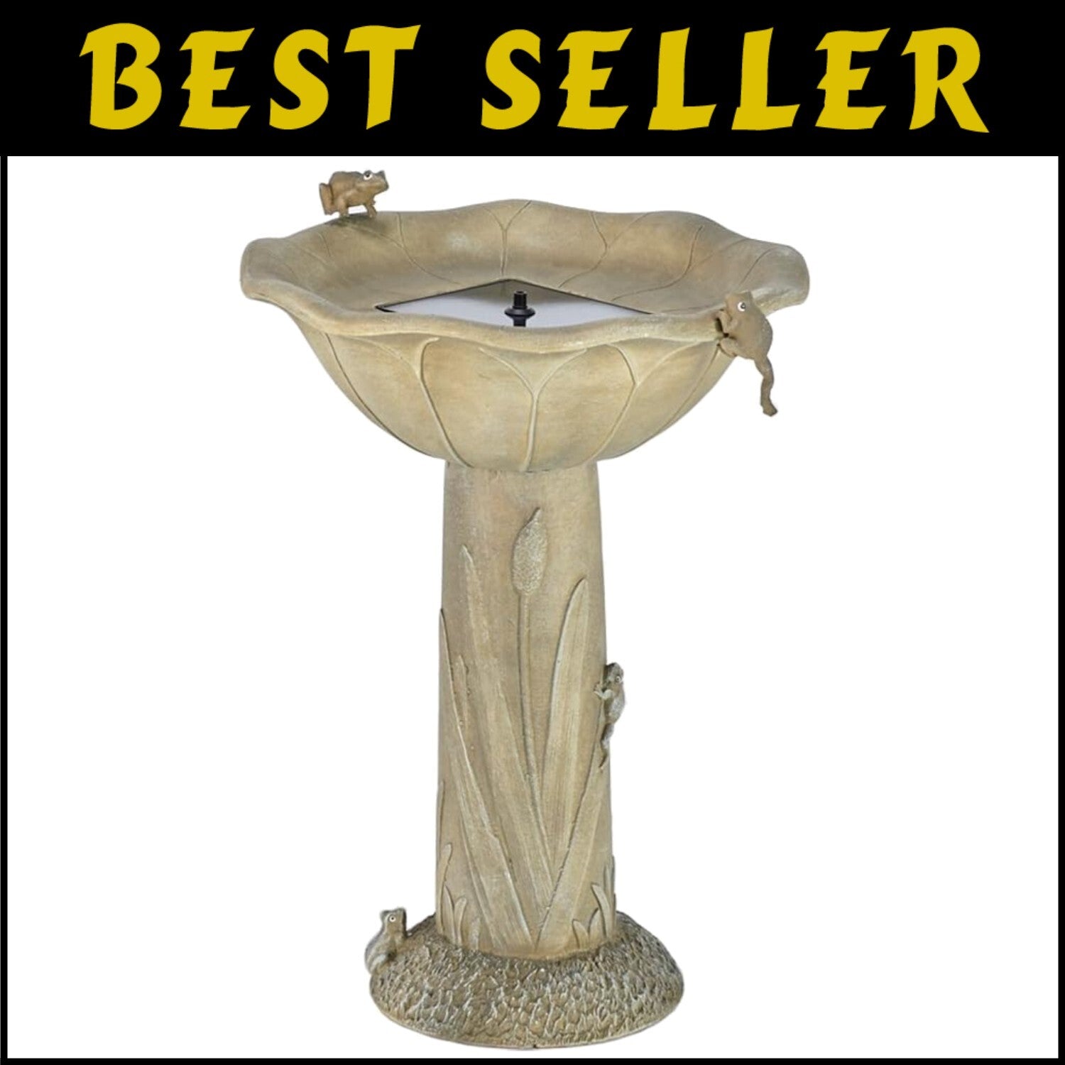 Acadia Solar Birdbath - Medium Olive Green Fountain with Two Spray Options