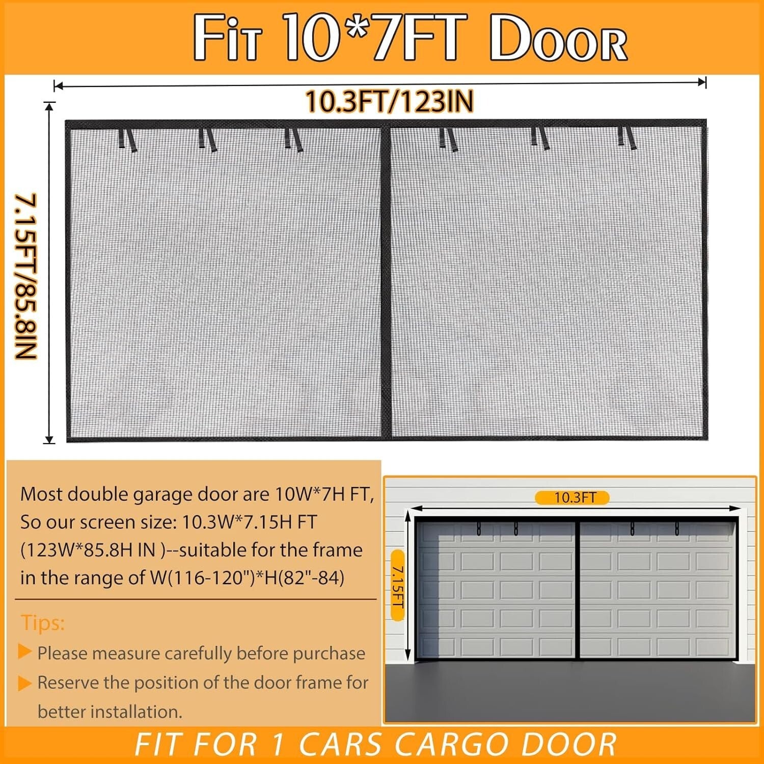 10x7FT Durable Magnetic Garage Screen Door - Fiberglass & Pet-Friendly Access