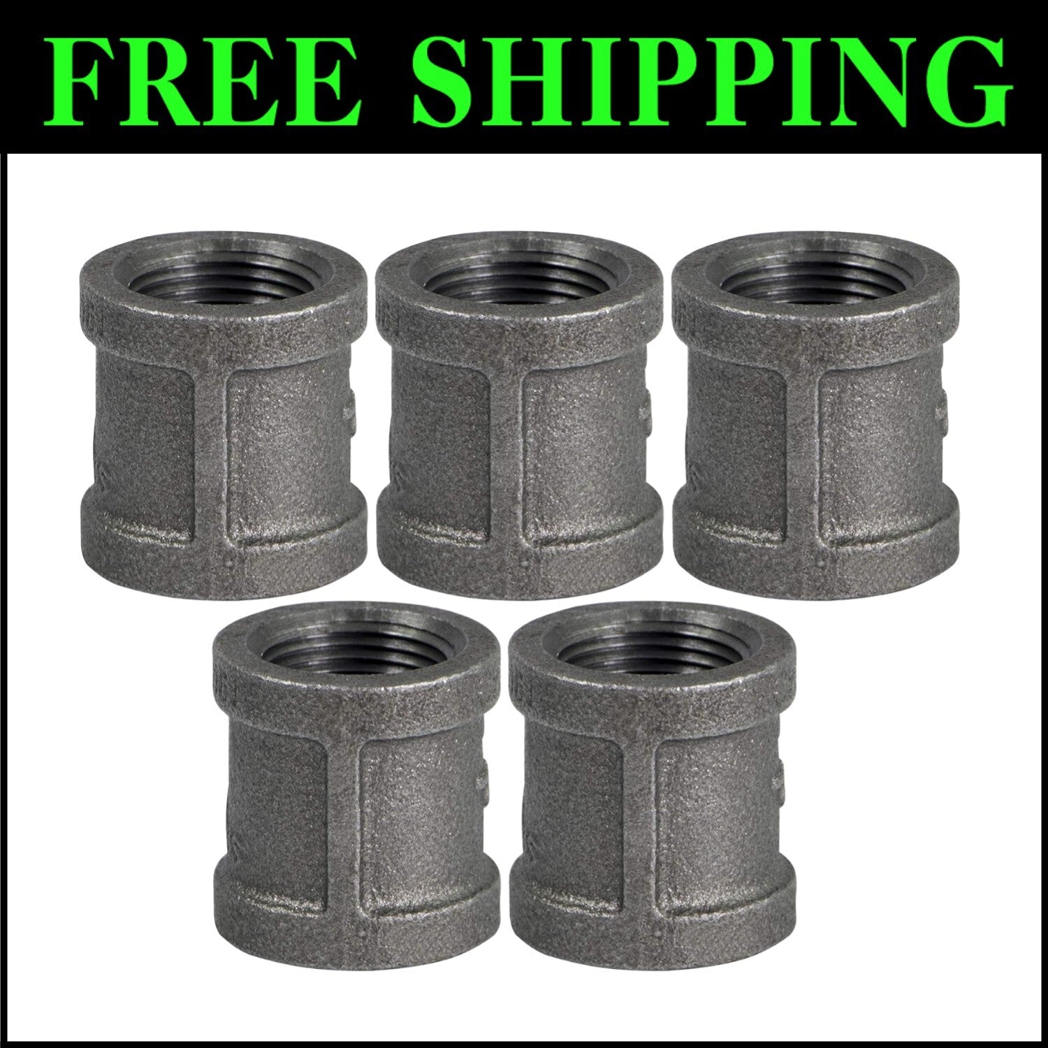 3 Inch Black Industrial Couplings - Steel Pipe Fittings for Easy DIY Assembly