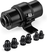 Load image into Gallery viewer, Universal 10 Micron Fuel Filter with AN Adapters &amp; Adjustable Bracket Clamp