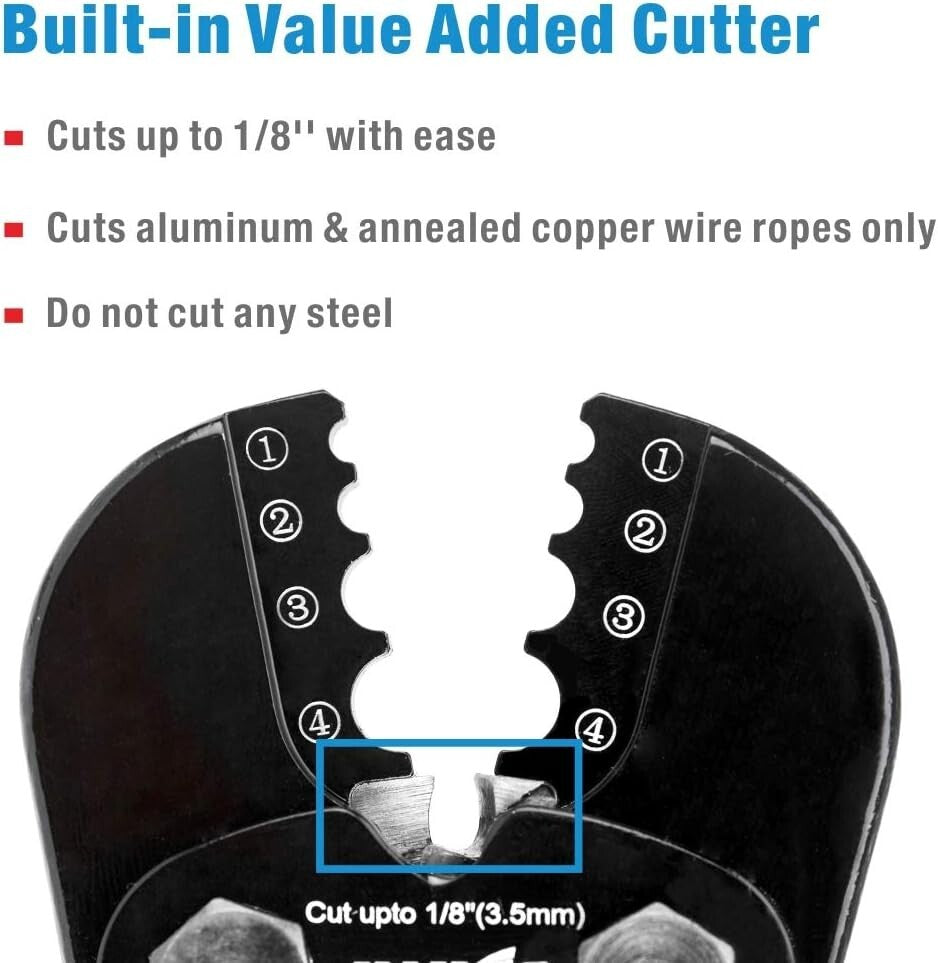 Ergonomic Wire Rope Crimping Tool with Multi-Groove Cutter - Black Oxide Finish