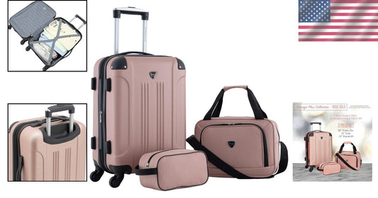 Chic Chicago Rose Gold Hardside Luggage Set - Expandable, 95 Liters of Capacity