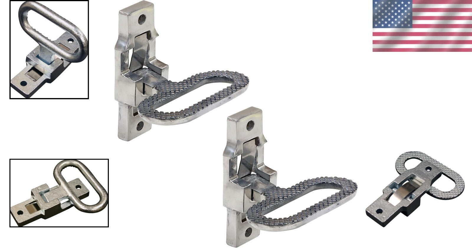 Durable Stainless Steel Folding Step with Safety Handle - 2 Pack for Vehicles