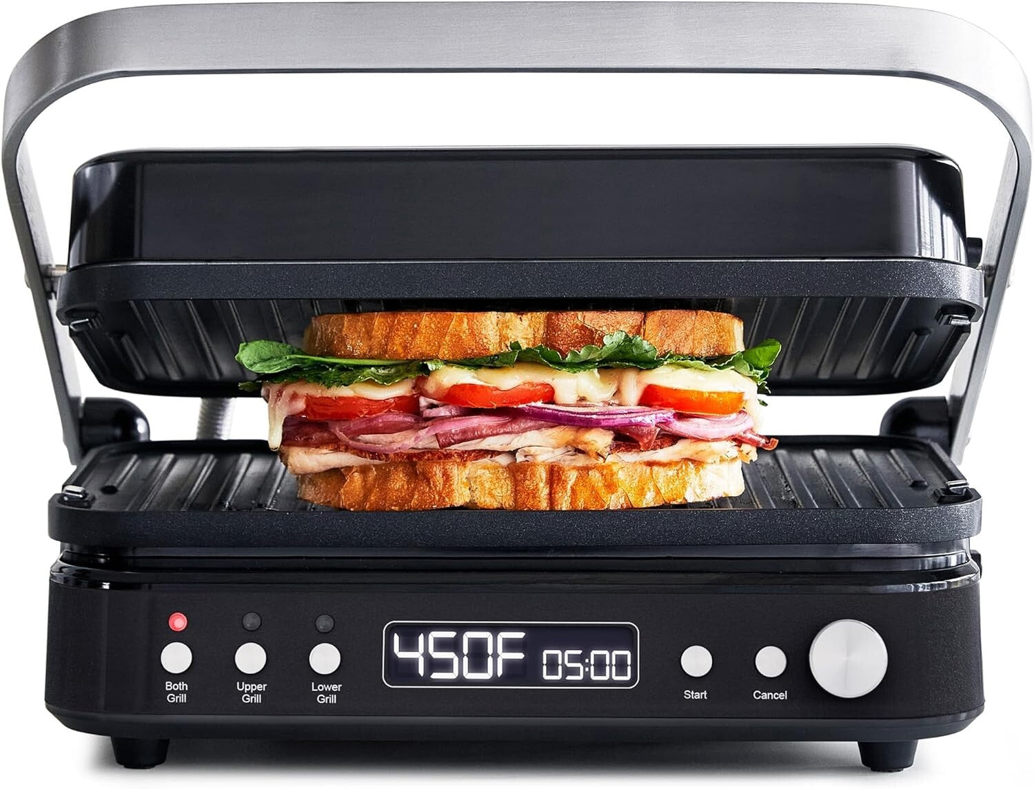 Versatile 6-in-1 Contact Grill & Griddle with Reversible Plates and Dual Heat