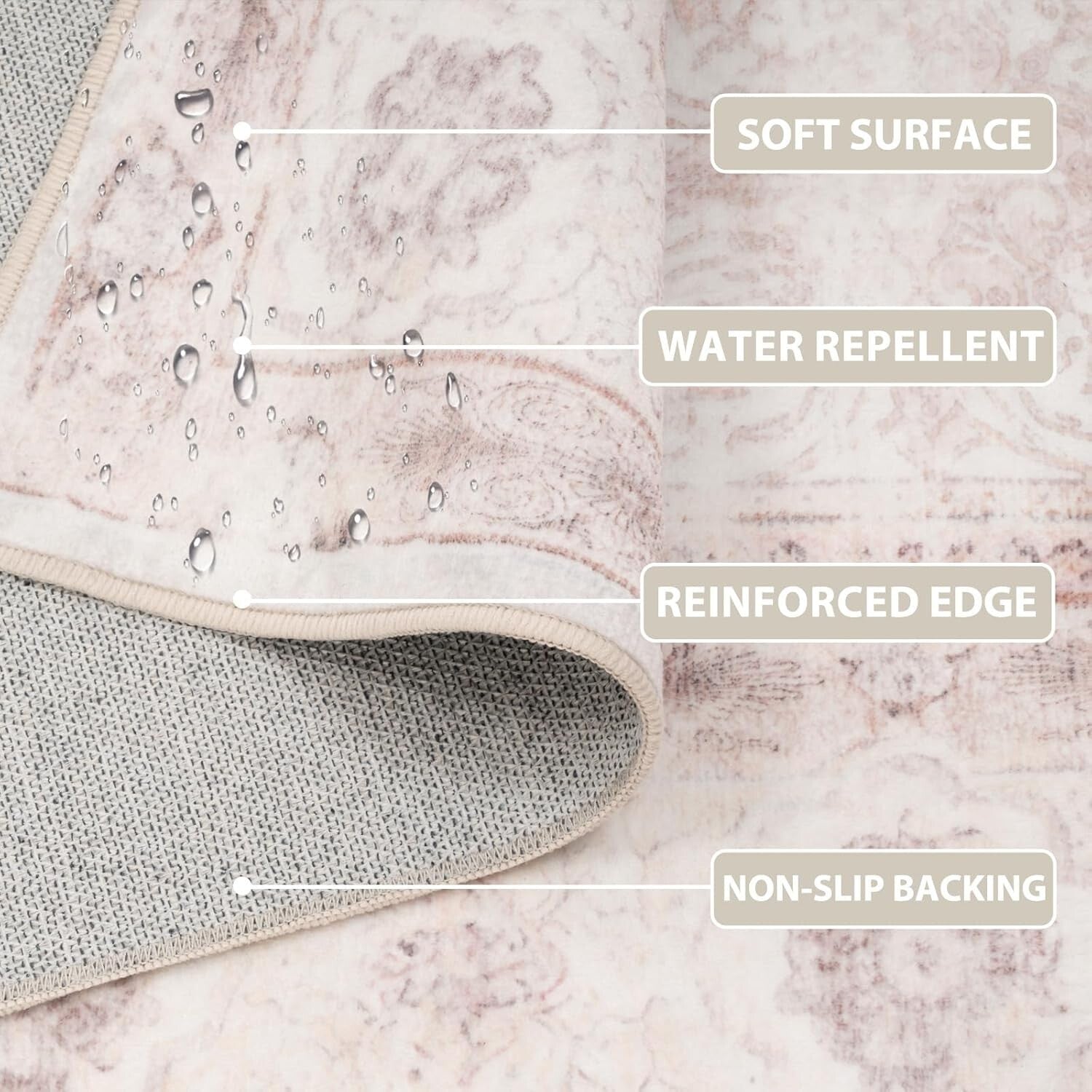 Cozy 8x10 Machine Washable Area Rug – Stylish Non-Slip Low Pile Home Decor