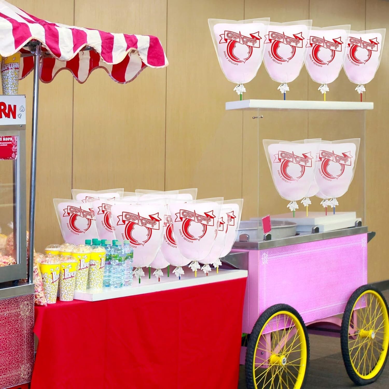 500 Cotton Candy Bags with Clown Print - Large Party Essential, 11.8 x 17.7 Inch