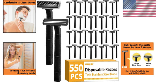 Bulk 550 Count Stainless Steel Disposable Razors for Men & Women - Travel Ready