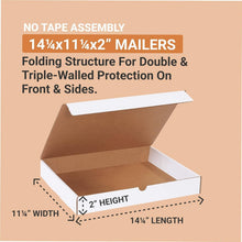 Load image into Gallery viewer, 50-Pack Heavy Duty Shipping Boxes - 14.25"L x 11.25"W x 2"H, Crush-Proof