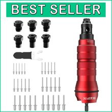 Load image into Gallery viewer, Transform Your Wireless Drill: Rivet Gun Adapter Kit with 30 Rivets &amp; Wrench