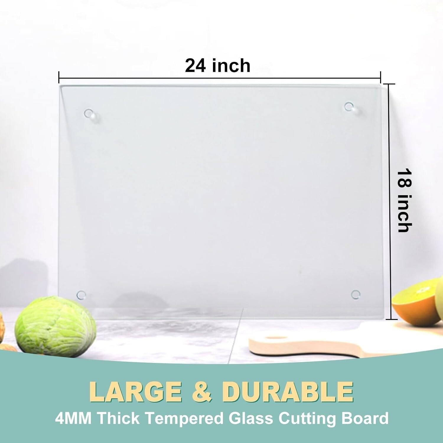 Sophisticated 18x24" Tempered Glass Kitchen Cutting Board - Non-Slip Design