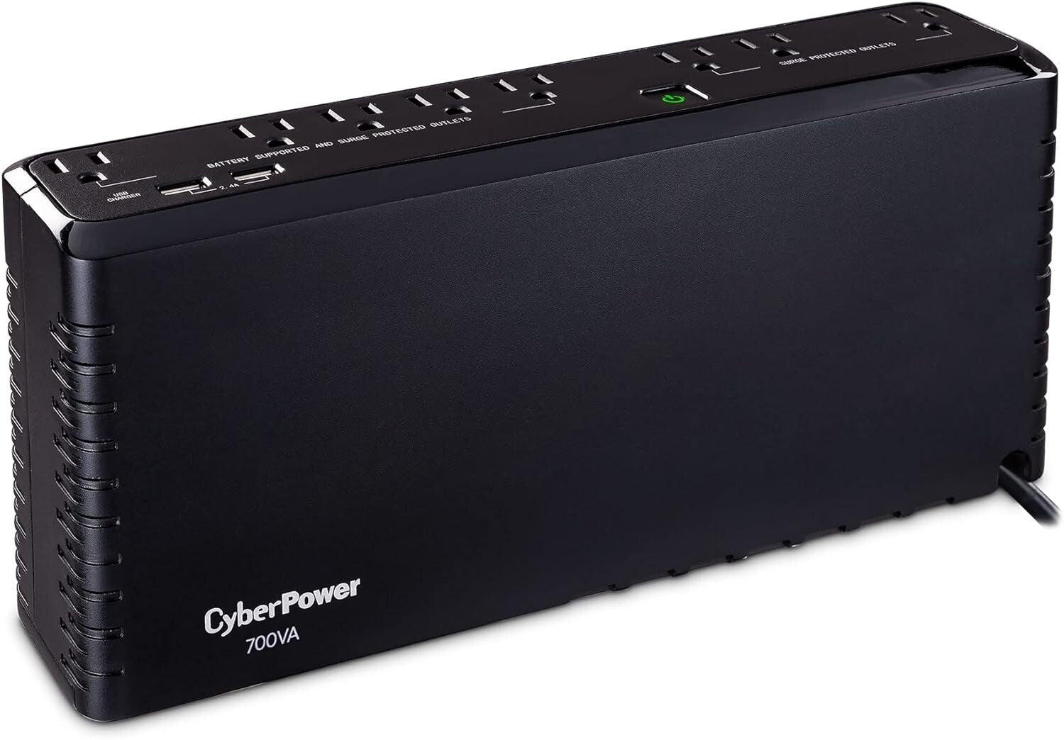 Compact 700VA UPS with Surge Protection & USB Charging - Black Power Supply