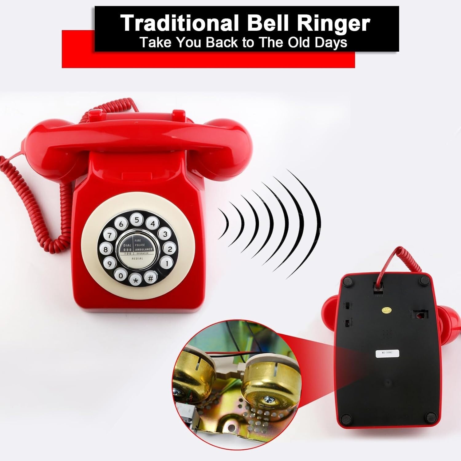 Classic Retro Corded Phone with Push-Button Dial - Perfect for Home or Office