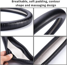 Load image into Gallery viewer, 15.5-Inch Black Leather Steering Wheel Cover – Protect &amp; Enhance Driving Comfort