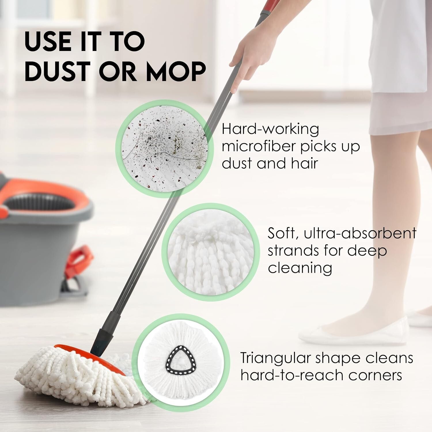 6-Pack Reusable Ocedar Mop Heads - Lightweight & Washable Cleaning Solution