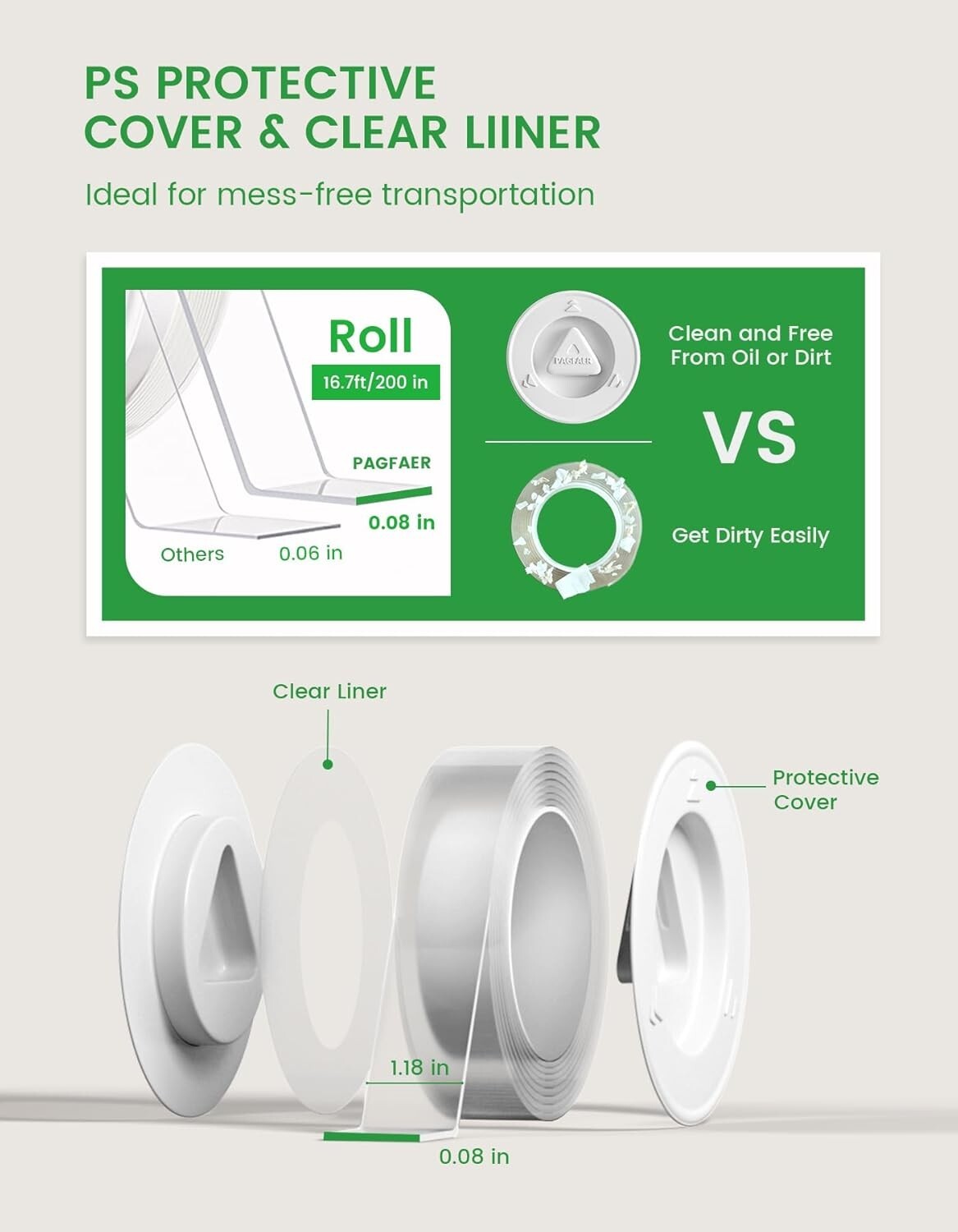 Nano Adhesive Double Sided Tape, 16.4FT in 3pcs - Ideal for Wall & Office Use