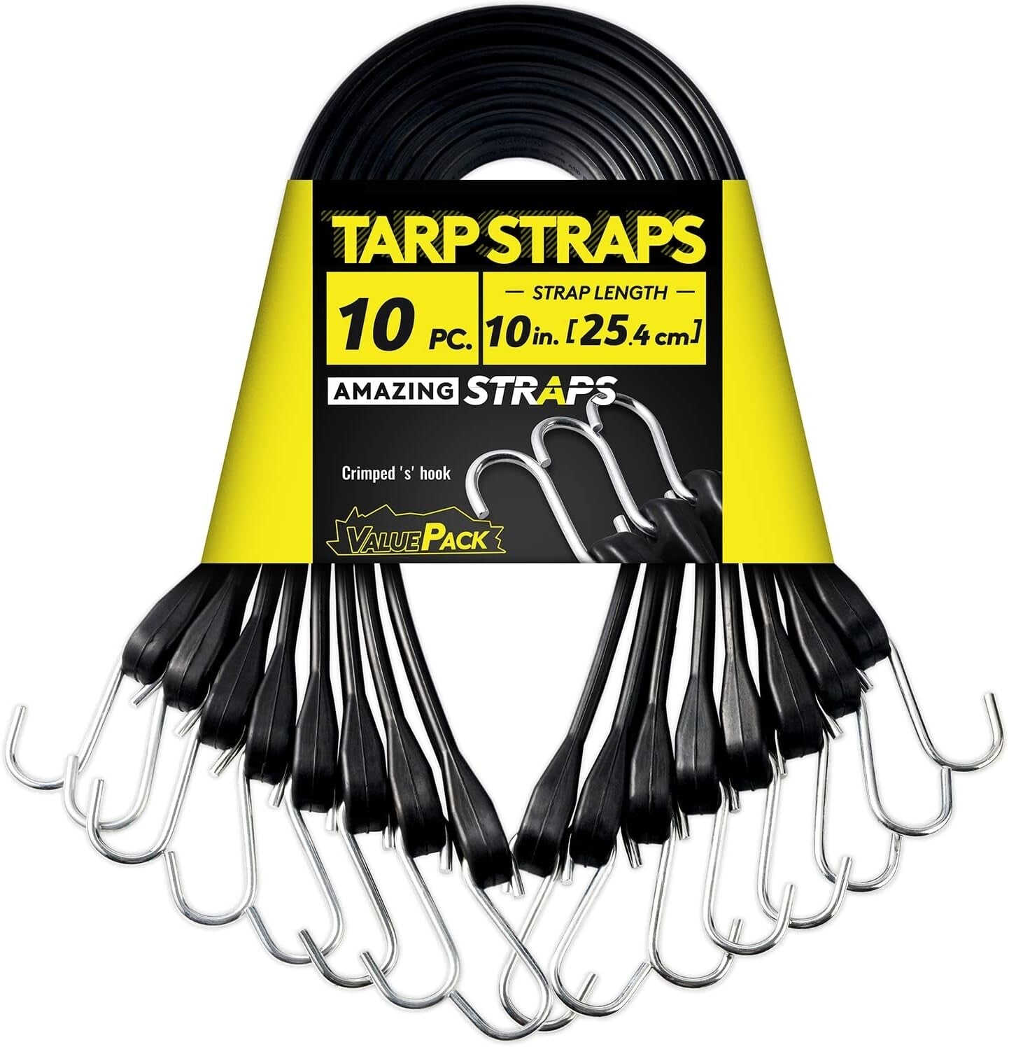 Elastic 10 Inch Rubber Bungee Cords - 30 Pack, Ideal for Outdoor Cargo & Storage