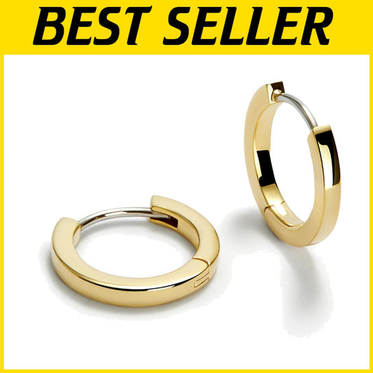 Trendy 14K Gold Plated Huggie Hoop Earrings - Water-Resistant & Tarnish-Free