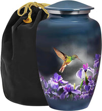 Load image into Gallery viewer, Large Decorative Burial Urn for Human Ashes - 200LB Capacity, Gray Hummingbird