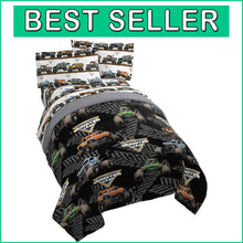 Load image into Gallery viewer, Complete Monster Jam Twin Size Bed Set: Fun Comforter and Sheets for Kids' Rooms