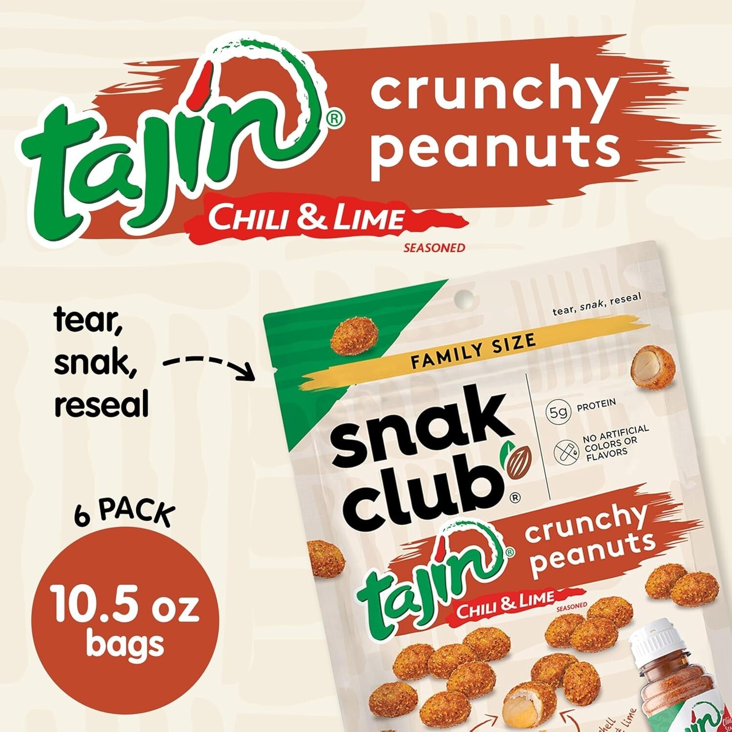 Bold Tajin Peanuts with Chili & Lime, Protein-Packed, 10.5 oz Resealable Pouches