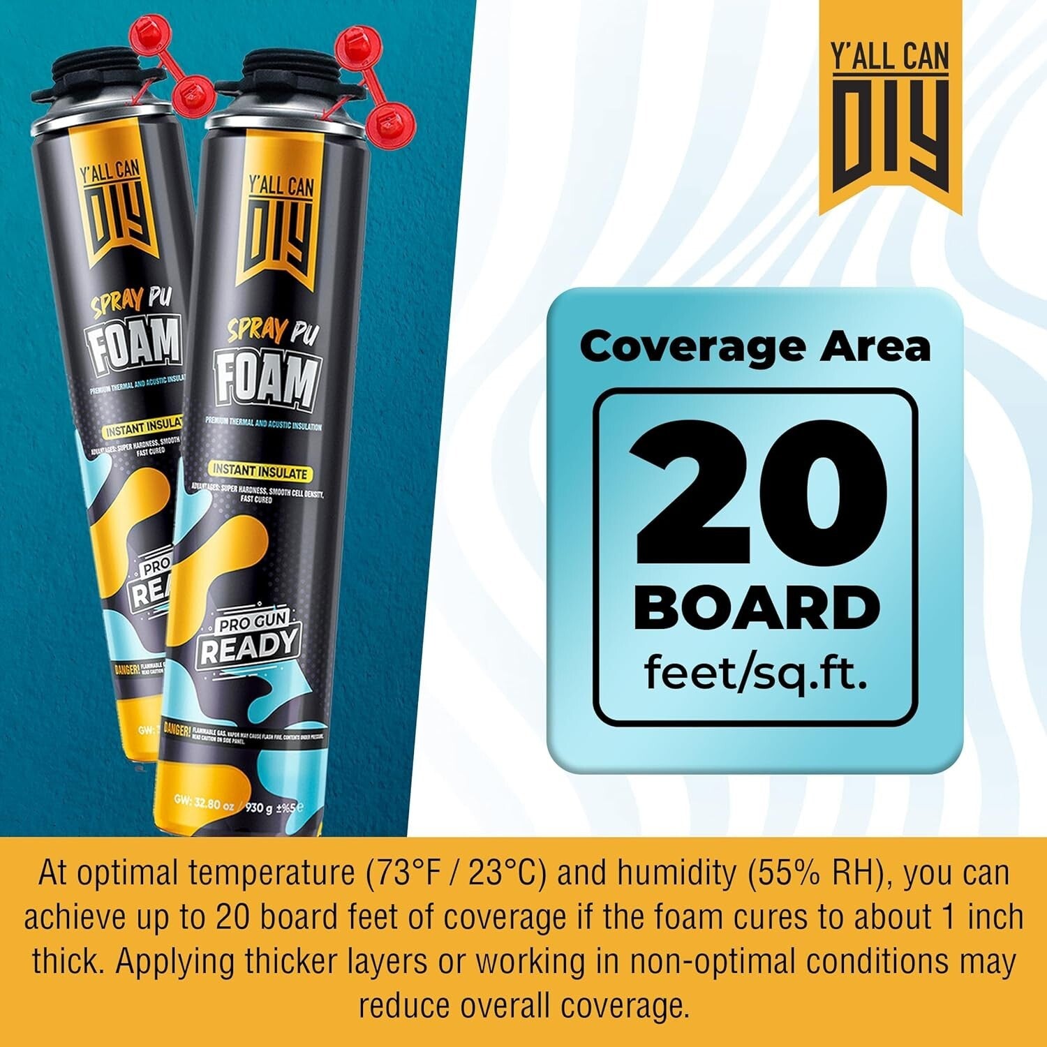 Expanding Spray Foam Insulation Kit for Gaps & Cracks - 240 Board Feet Coverage