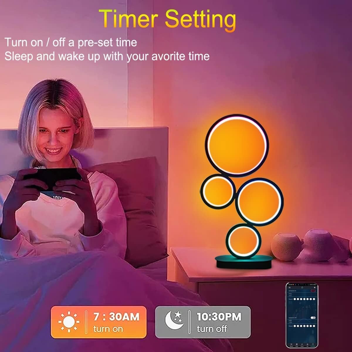 LED Bedside Lamp with 16 Million RGB Colors & Bluetooth APP Control – Ideal Gift