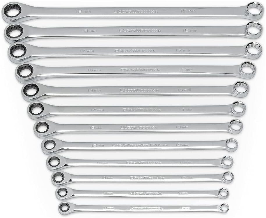 12-Piece Metric Ratcheting Wrench Set with XL Gearbox Design for Ultimate Torque