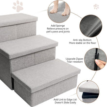 Load image into Gallery viewer, Wide Smok Gray Pet Steps - 3 Steps for High Beds &amp; Cars, Up to 200 lbs Capacity