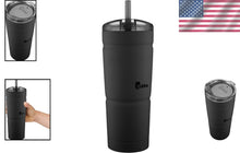 Load image into Gallery viewer, Durable 24oz Matte Black Vacuum Insulated Tumbler – Hot &amp; Cold Beverage Keeper