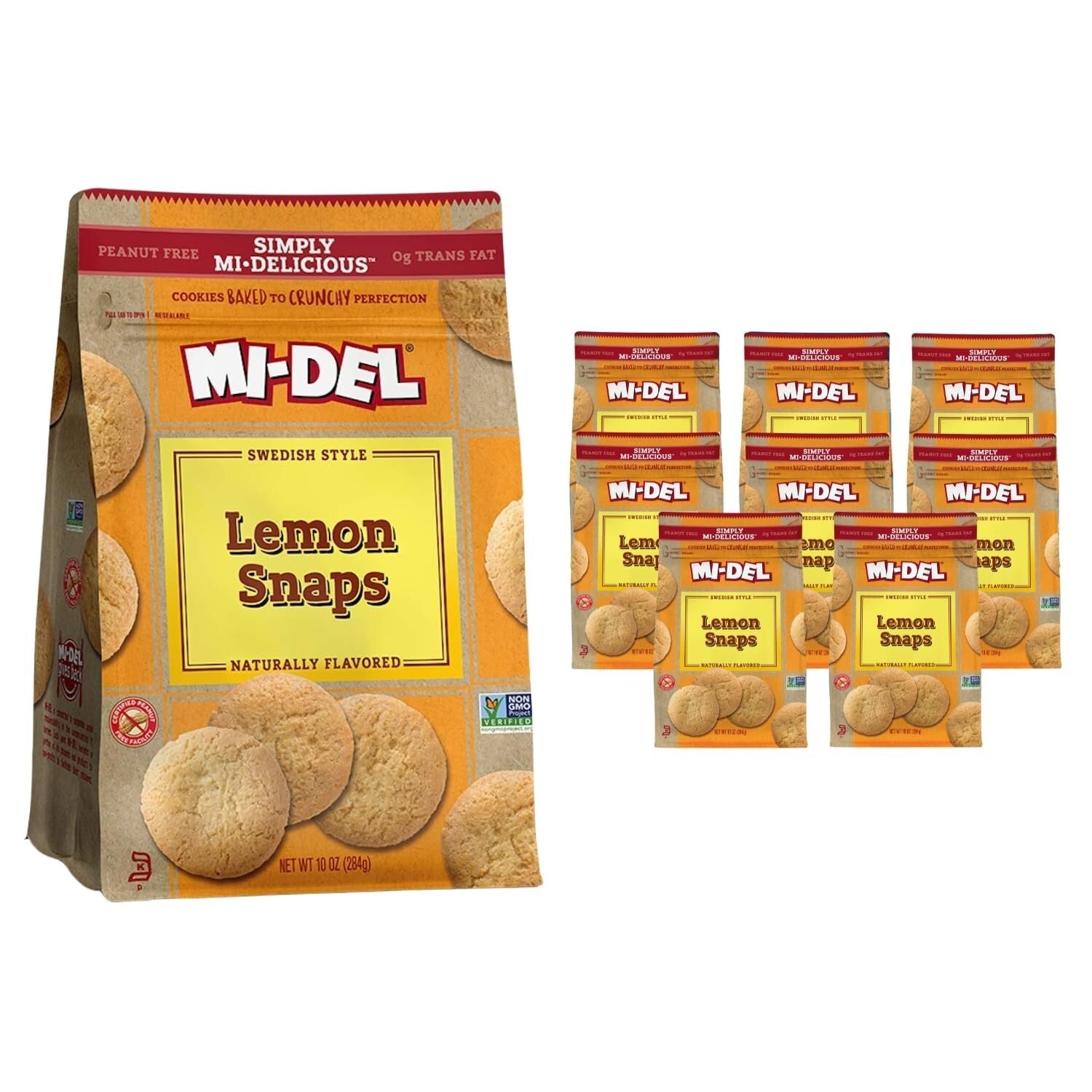 Authentic Lemon Flavor Crunch Cookies - Healthy Non-GMO Pack of 8