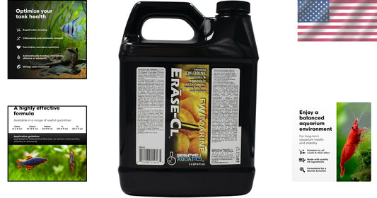 Erase-Cl: Chloramine, Chlorine & Ammonia Remover for Fish Tanks - 67.6 fl oz