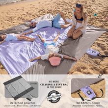 Load image into Gallery viewer, Oversized Waterproof Beach Mat with 6 Stakes and Corner Pockets for Stability