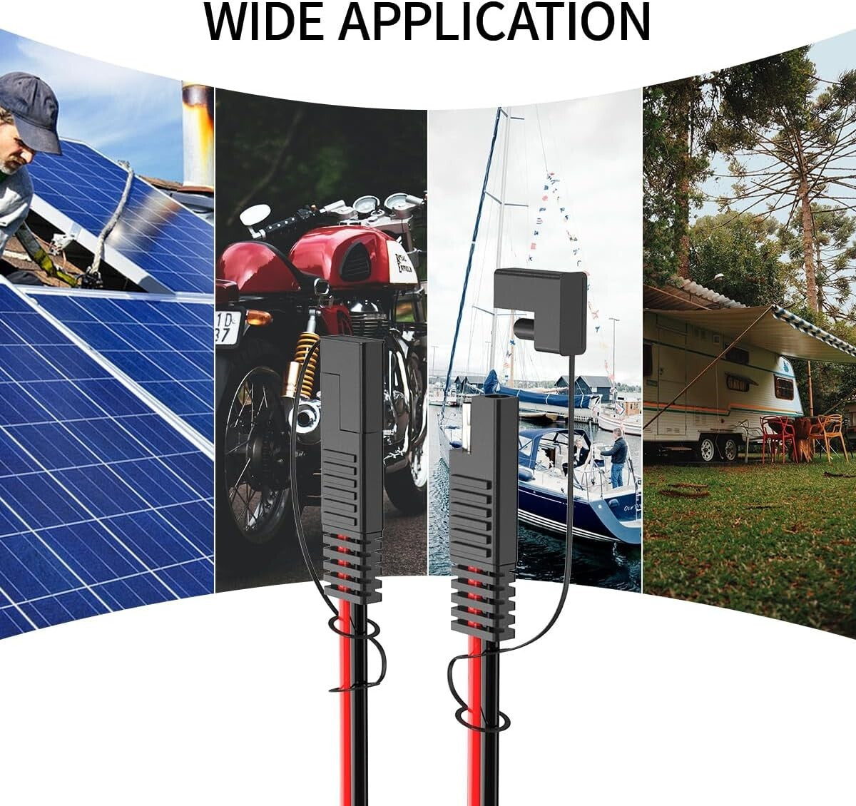 Heavy-Duty SAE Extension Cable - 35FT with Waterproof Cap & Polarity Adapter