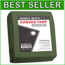 Load image into Gallery viewer, Multipurpose 8'x10' Olive Green Canvas Tarp - Ideal for Camping &amp; Hunting
