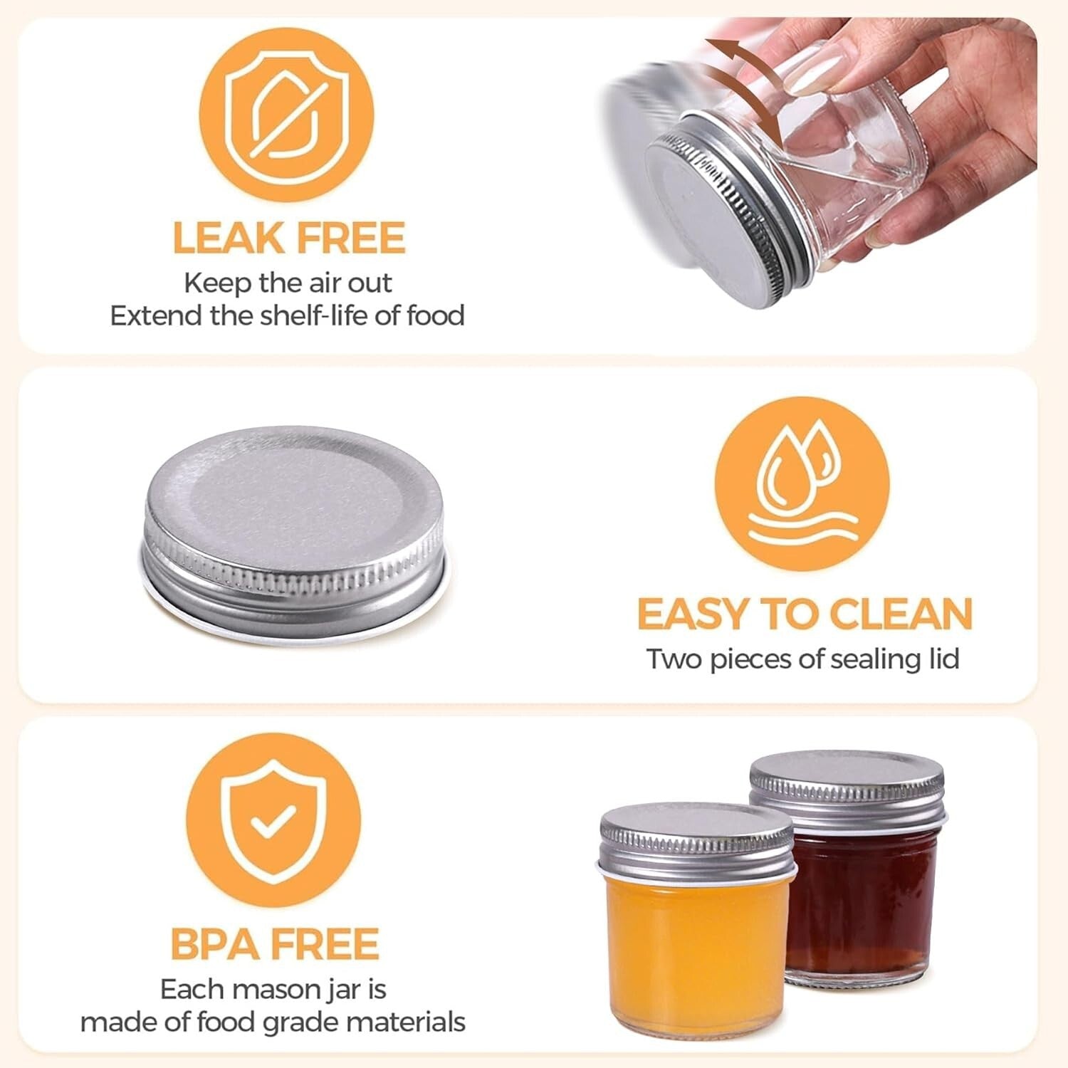 Microwave & Freezer Safe 2 oz Mason Jars - 48 Pack Ideal for DIY Gift Ideas