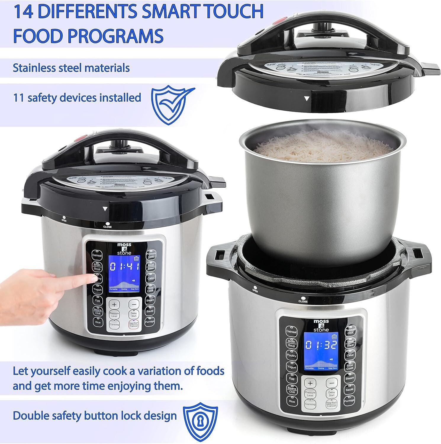 Ultimate 6 Quart Stainless Steel Electric Pressure Cooker with Safety Features