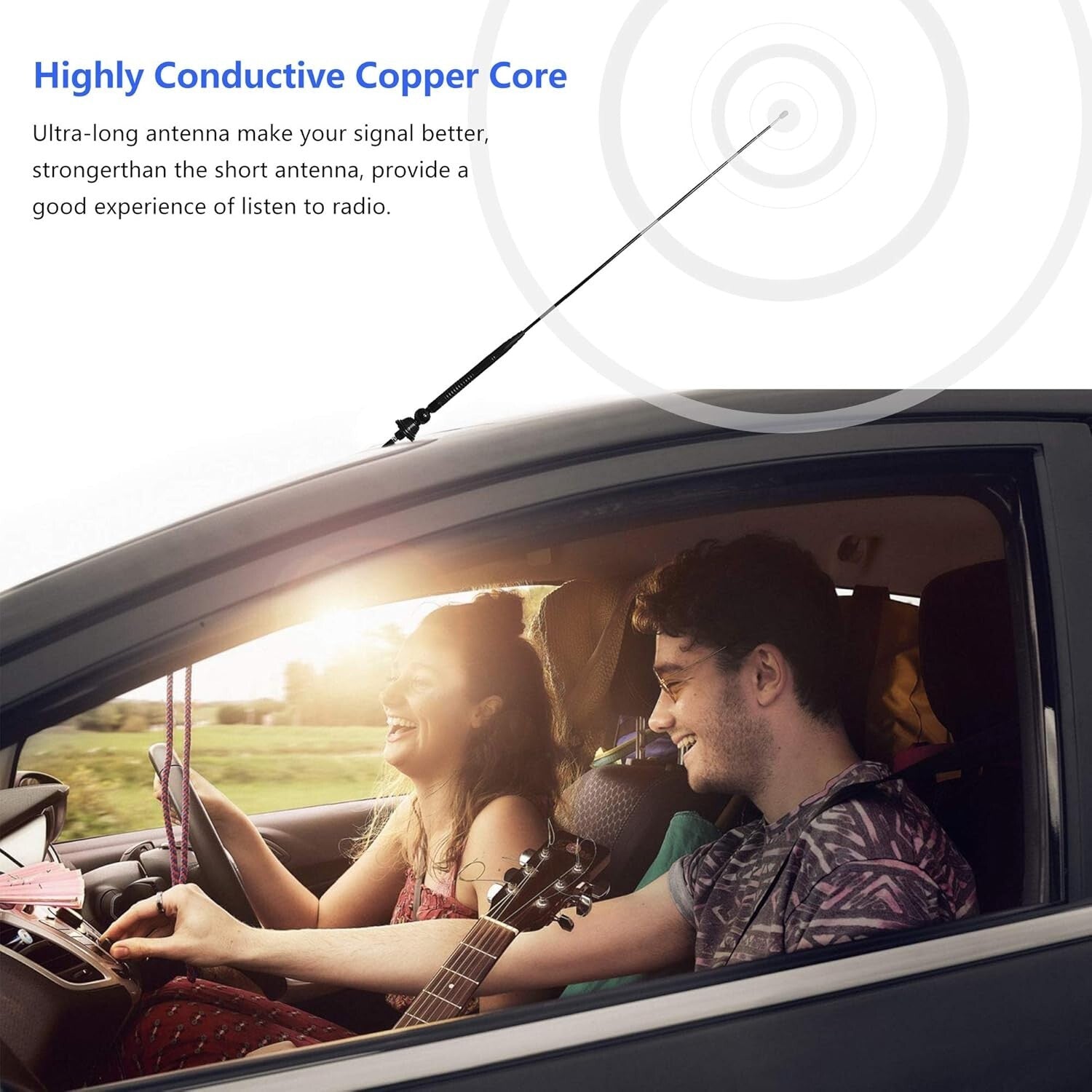 Durable 26.5-Inch Marine Radio Antenna for FM/AM - Strong 15-Mile Range