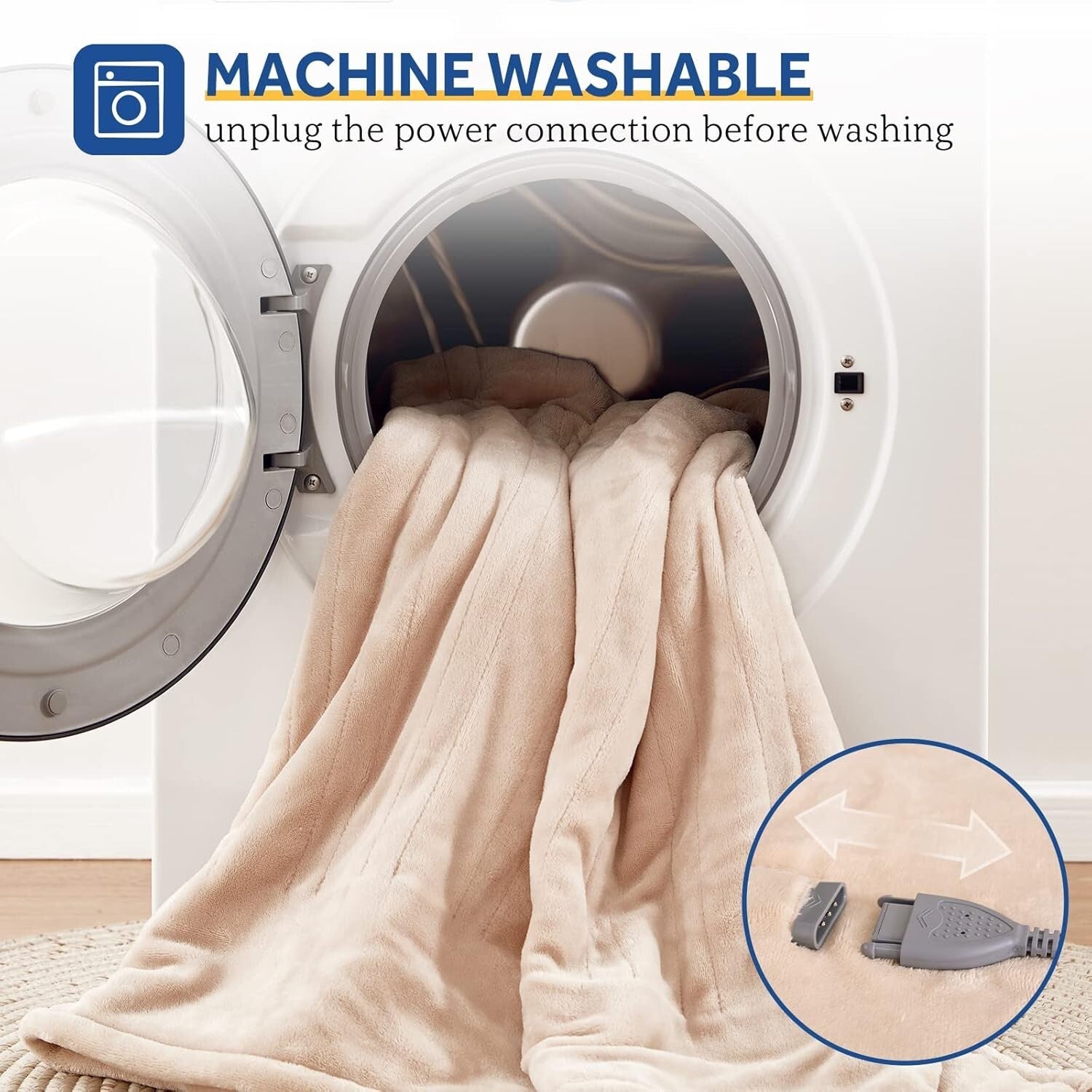 Cozy Flannel Heated Blanket - 10 Heat Levels & Auto Shut Off, Machine Washable