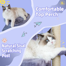 Load image into Gallery viewer, 35.4'' Multifunction Cat Tree with Cozy Condo, Hammock &amp; Scratching Post in Grey