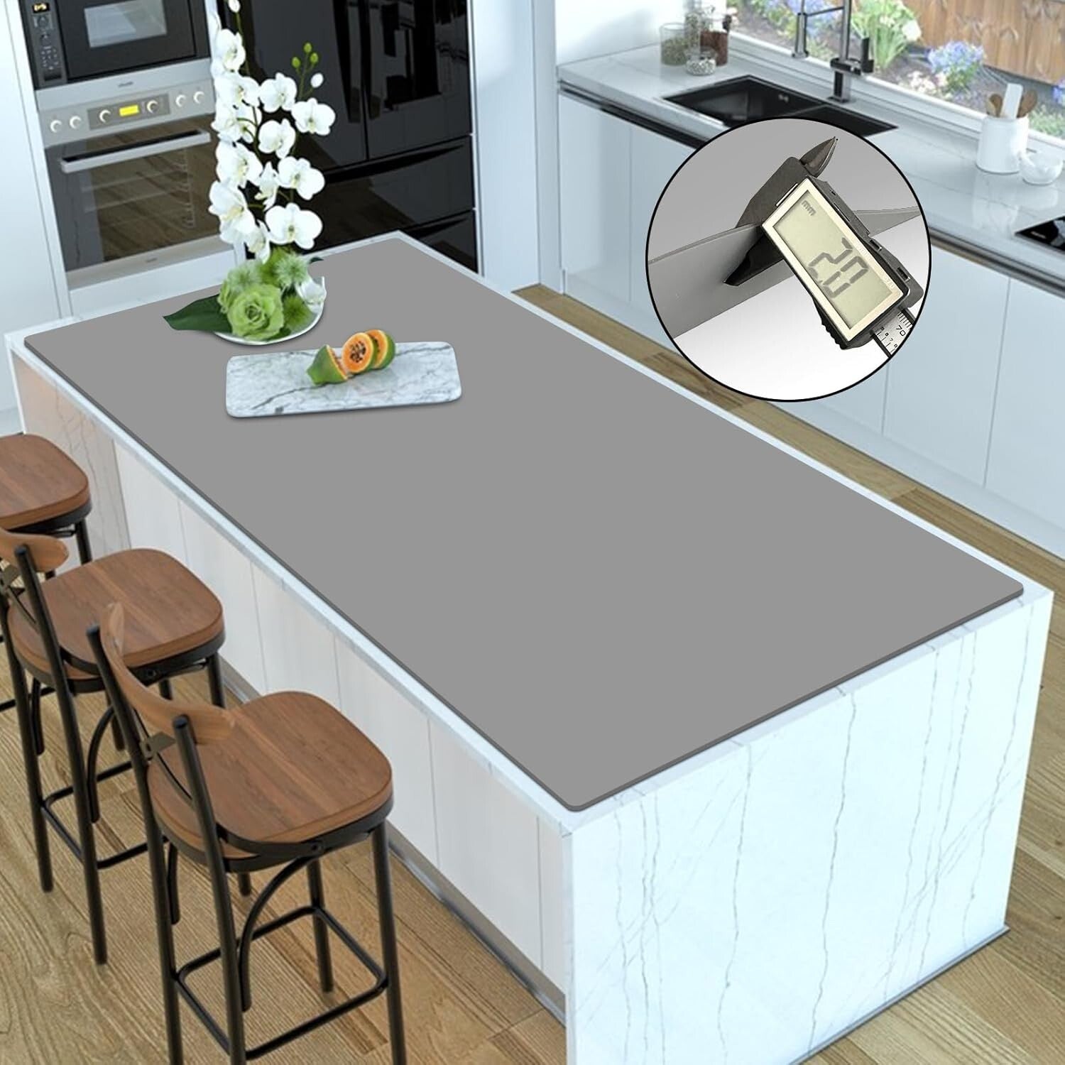 Flexible and Durable Silicone Countertop Protector Mat 47.3"x23.6" - Light Gray