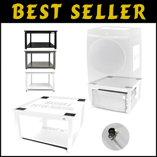 Reinforced Steel Laundry Pedestal - Ergonomic 16" Height, Leak-Proof System