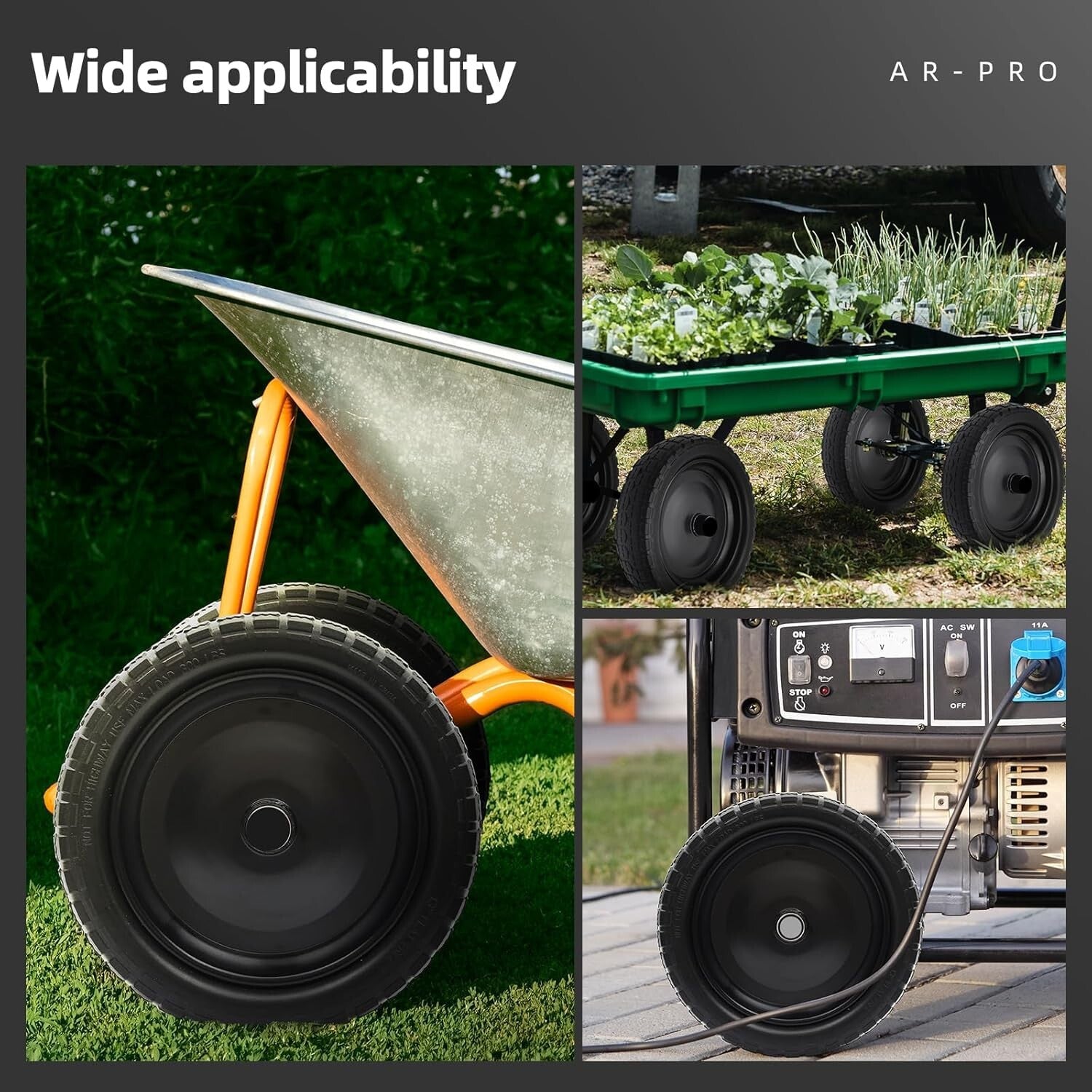 2-Pack Premium 13" Flat-Free Tires for Garden Carts & Hand Trucks - 330 lb Load