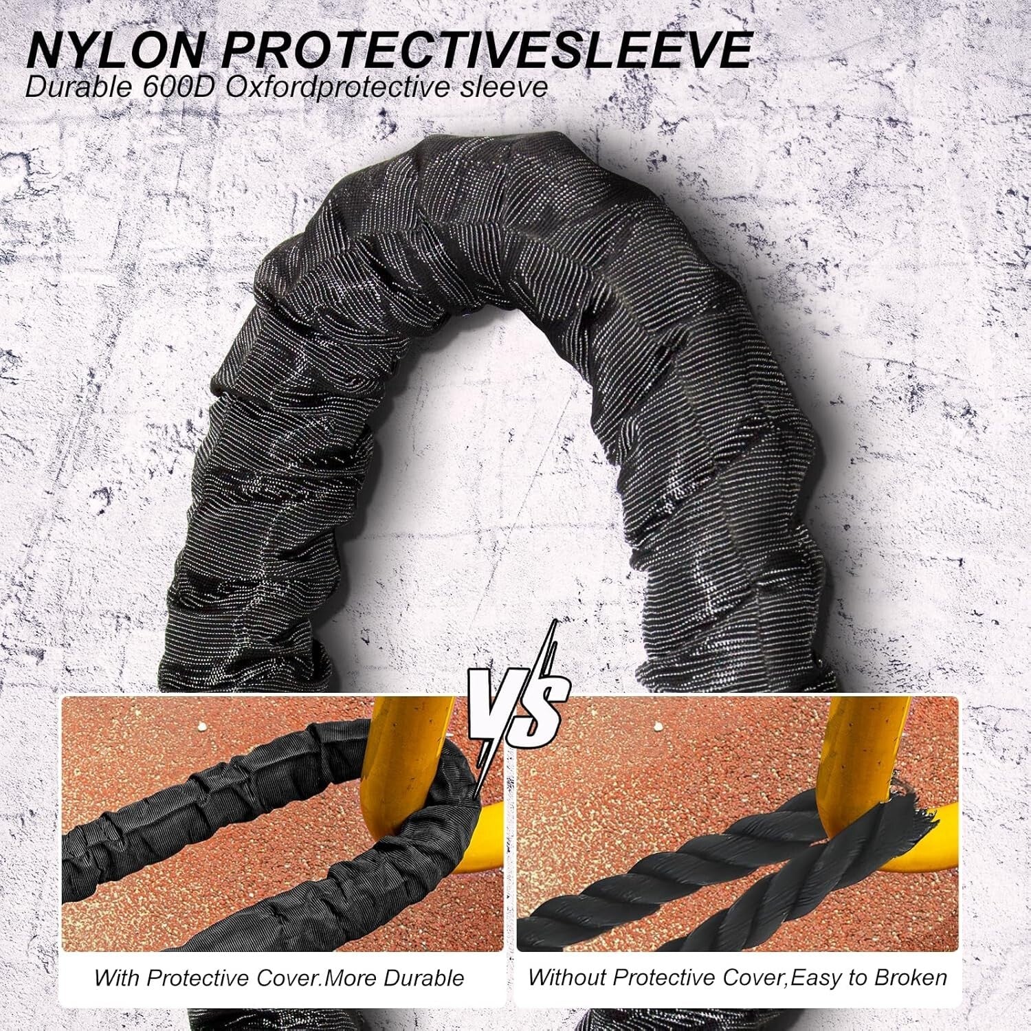 Adjustable Thickness Battle Ropes - 30ft Heavy Workout Rope for Intense Training