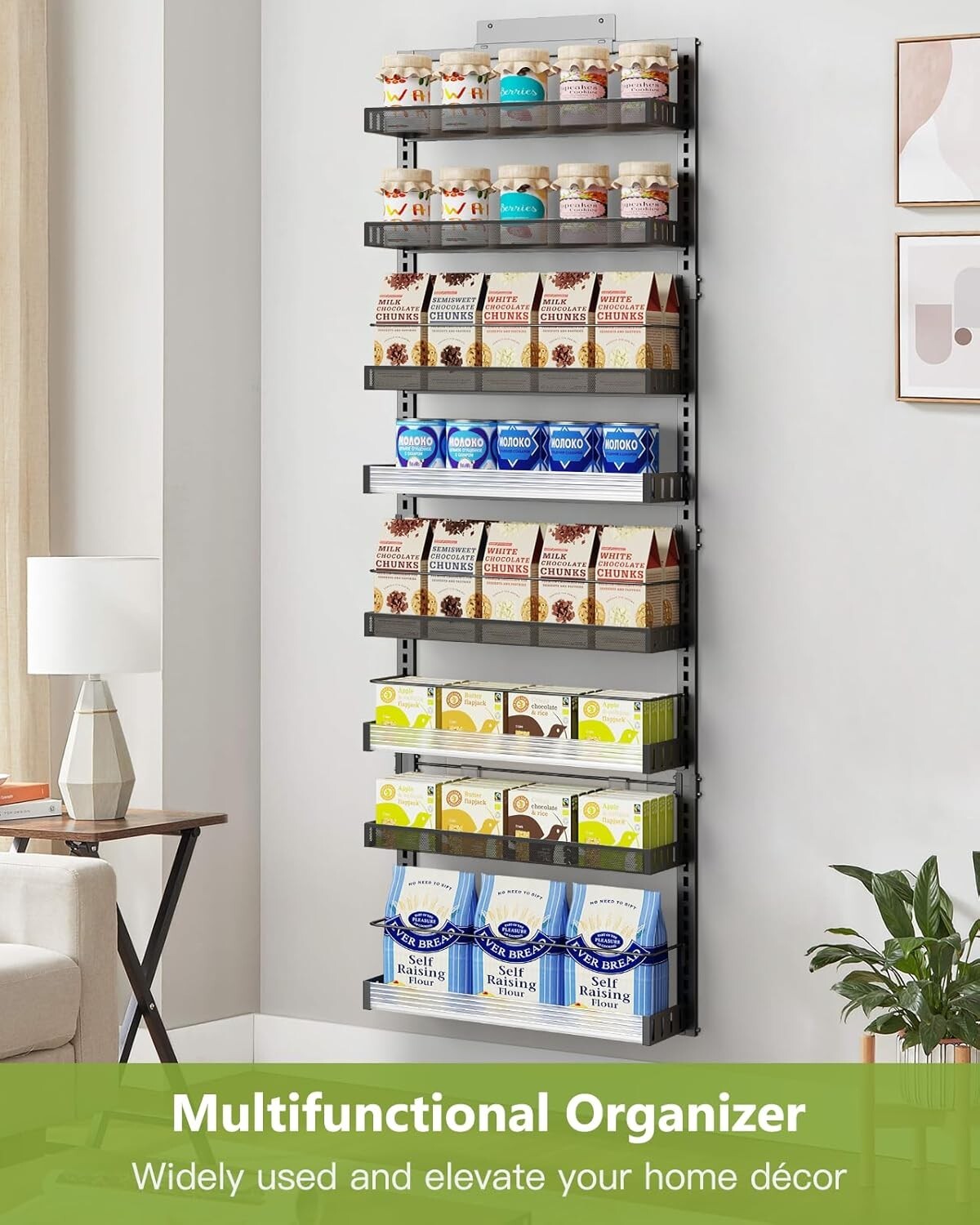 Large 8-Tier Spice Rack with Detachable Baskets - Ideal Wall Mounted Organizer
