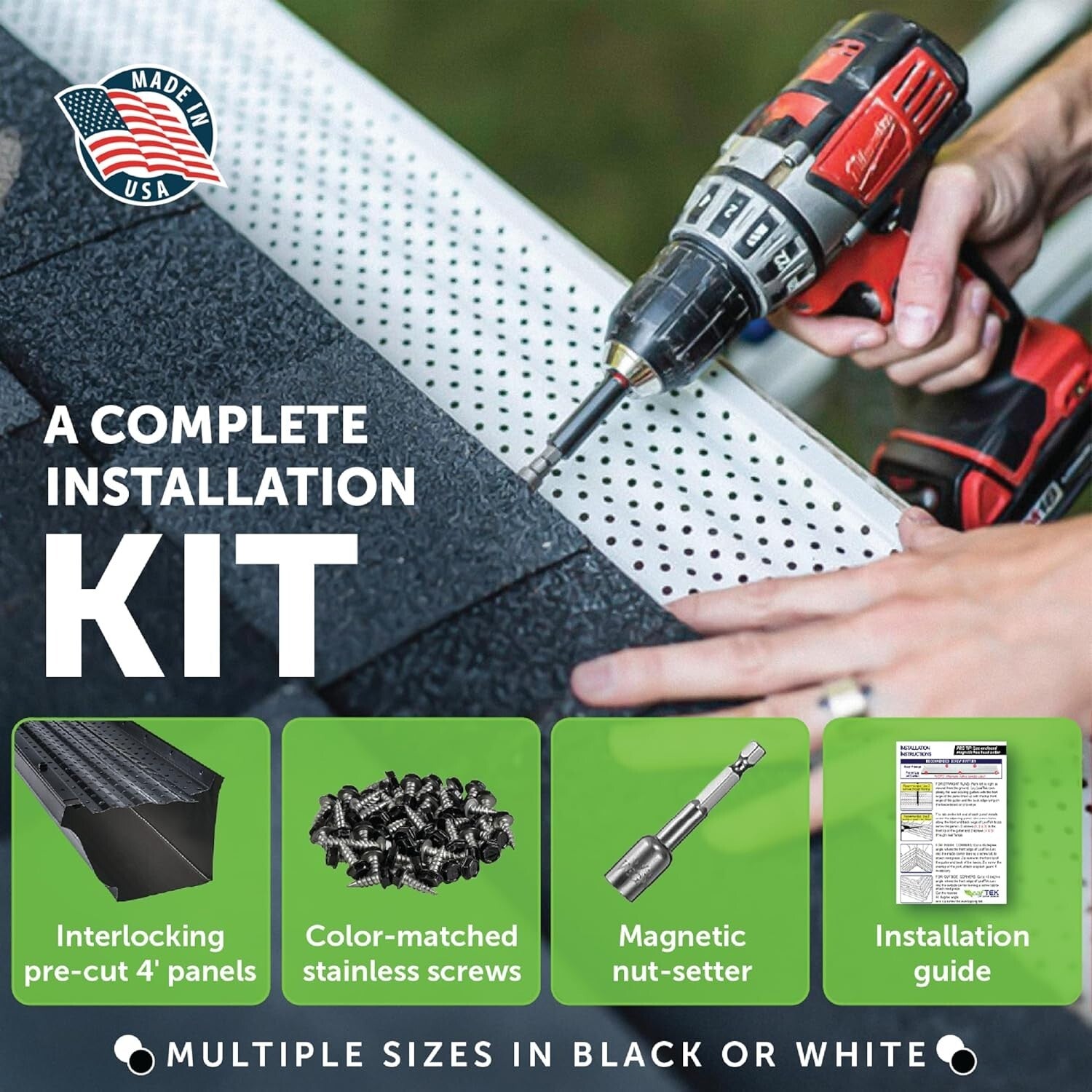 Premium LeafTek Gutter Guards 6" x 100" for Effortless Rain Management in White