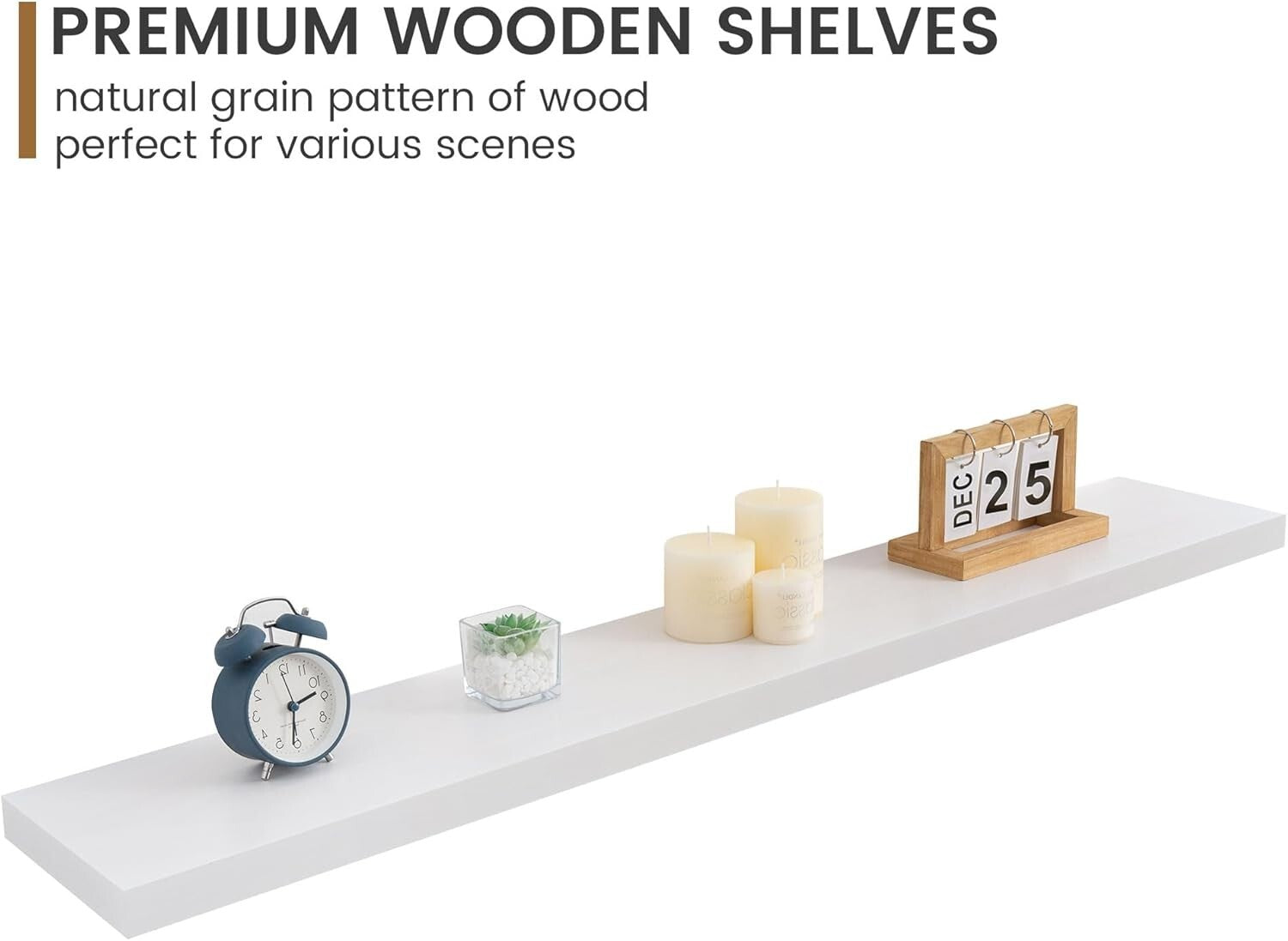 Deep Pine Wood Wall Shelf - Heavy-Duty Mounting Bracket for Functional Decor