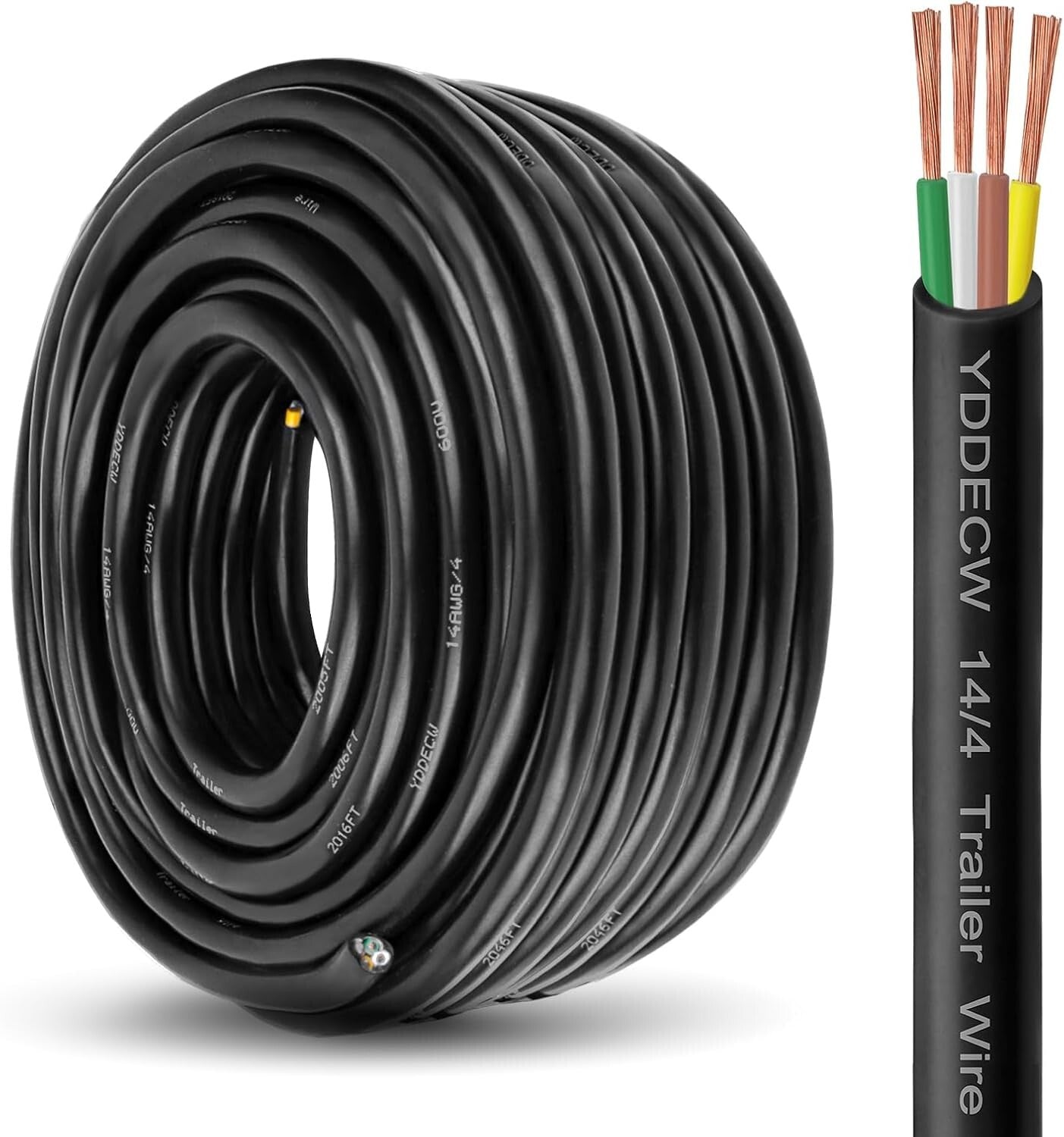 100FT 14 Gauge 4-Wire Copper Extension Cord for RVs and Automotive Applications