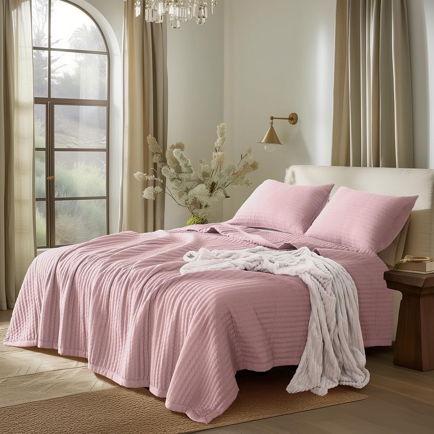 Stone Washed Minimalist Quilt Mini Set - Soft Microfiber Full/Queen + 2 Shams